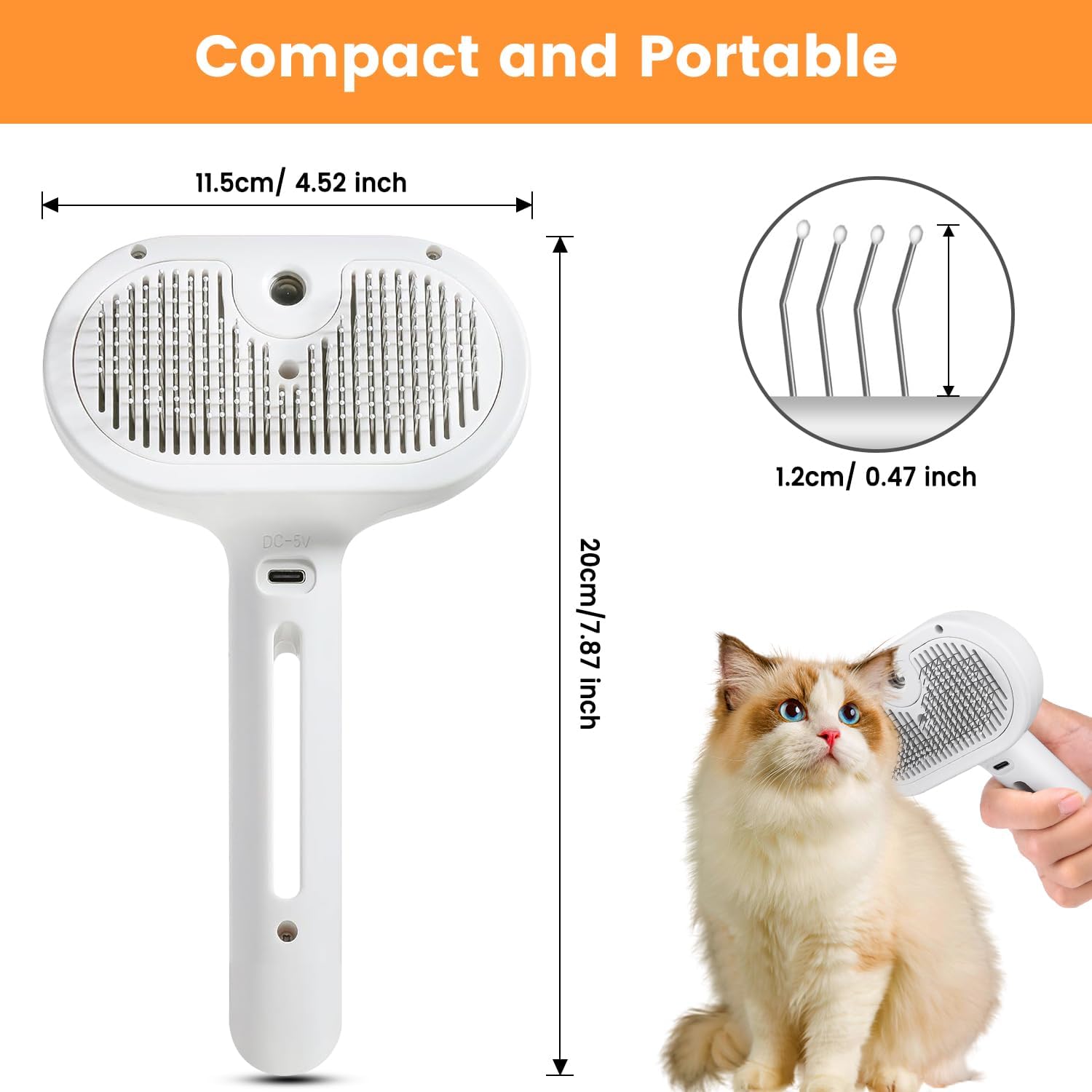 3‑in‑1 Cat Steam Brush – Pet Spray & Hair Removal Comb.