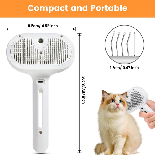 3‑in‑1 Cat Steam Brush – Pet Spray & Hair Removal Comb.