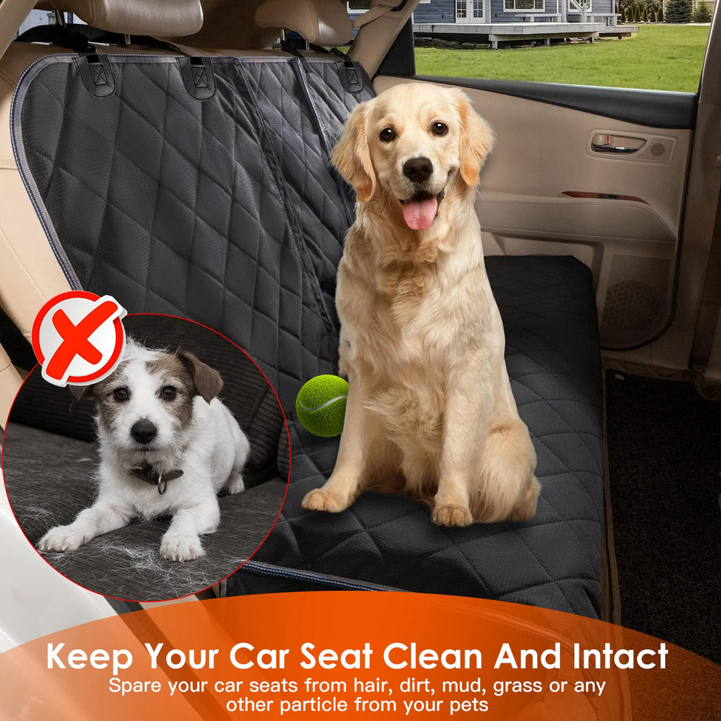 Premium Waterproof Dog Car Seat Cover – Scratch Resistant Back Seat Protector with Safety Belt for SUV & Truck.