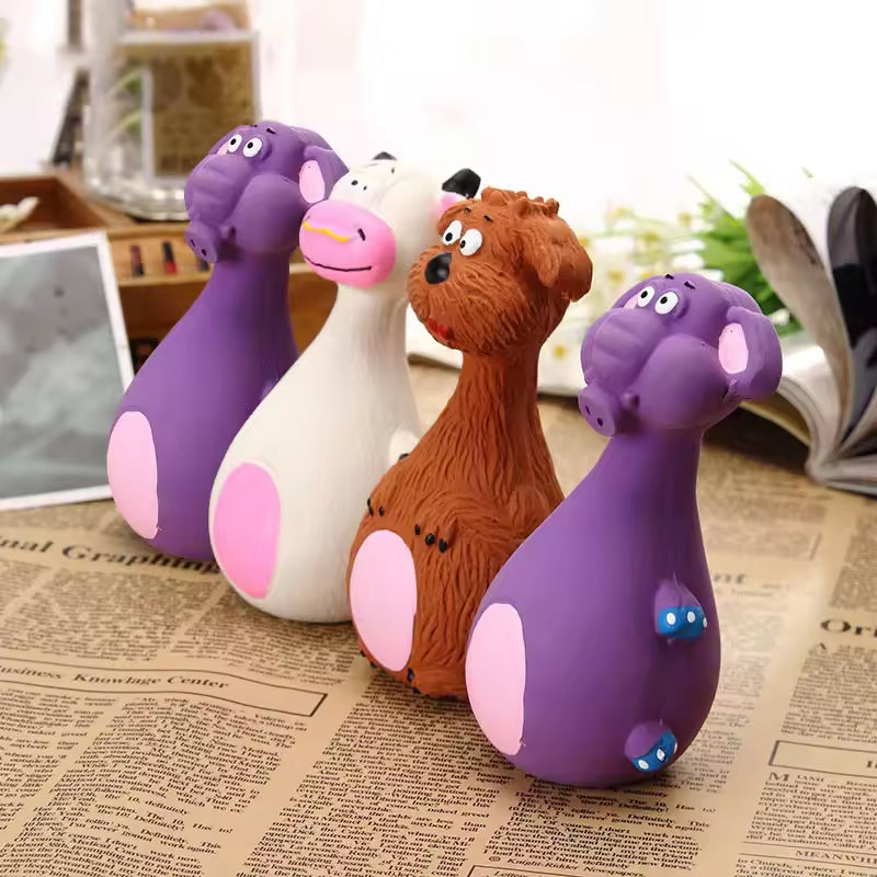 4 pcs Cute Latex Dog Chew Toys with Sound – Interactive Puppy Teething & Dental Health.