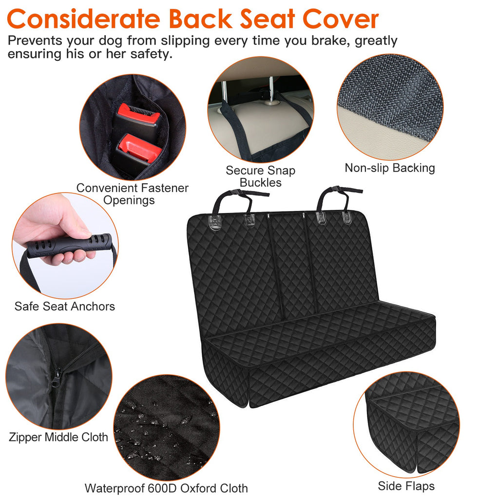 Premium Waterproof Dog Car Seat Cover – Scratch Resistant Back Seat Protector with Safety Belt for SUV & Truck.