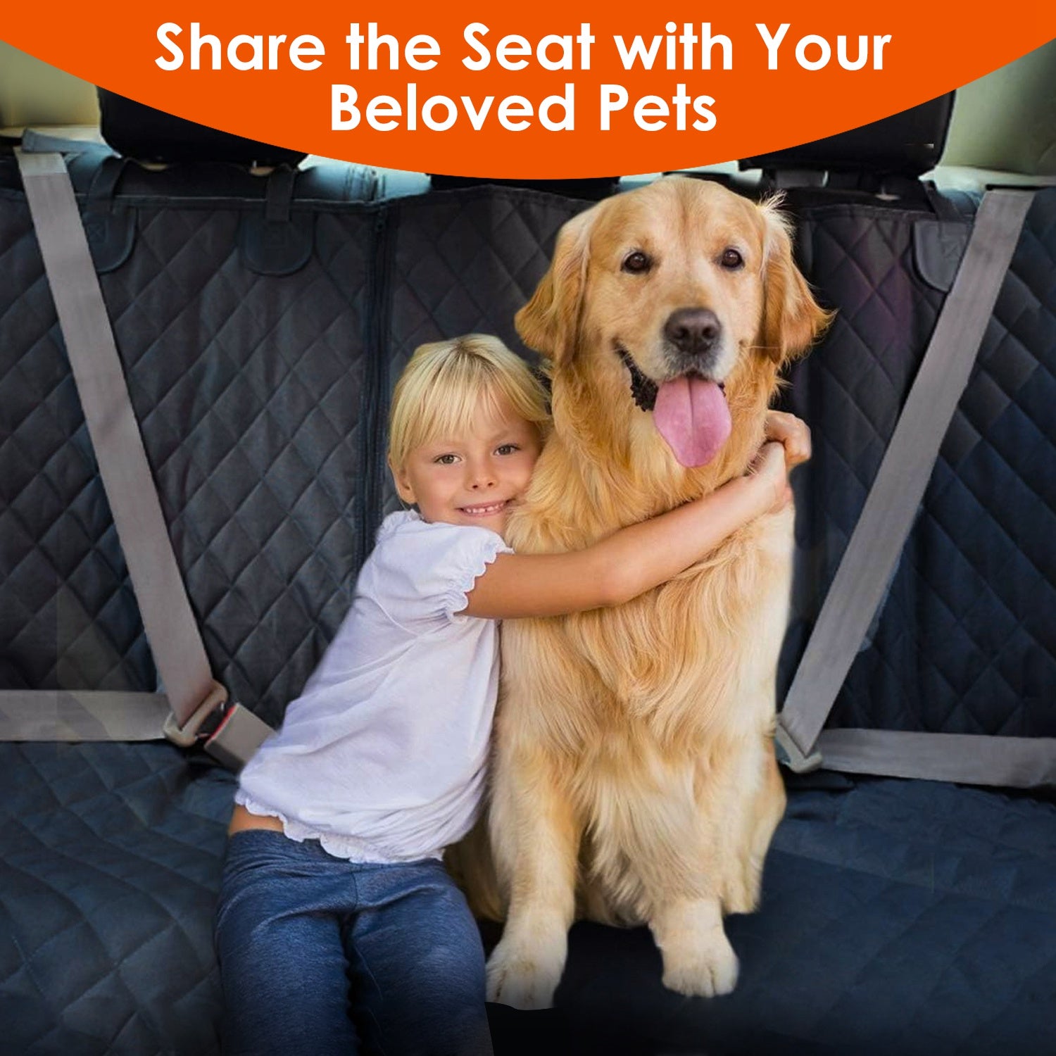 Premium Waterproof Dog Car Seat Cover – Scratch Resistant Back Seat Protector with Safety Belt for SUV & Truck.