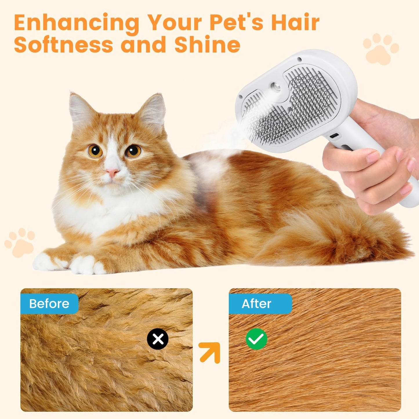 3‑in‑1 Steam Brush – Pet Spray & Hair Removal Comb
