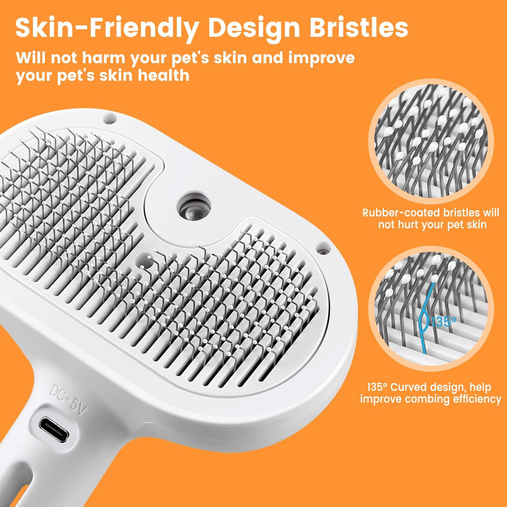3‑in‑1 Cat Steam Brush – Pet Spray & Hair Removal Comb.
