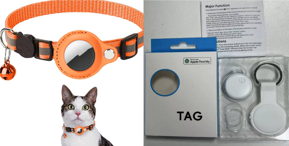 Keep your pet safe with this reflective nylon collar featuring a waterproof AirTag holder. Perfect for cats, dogs, kittens & puppies.