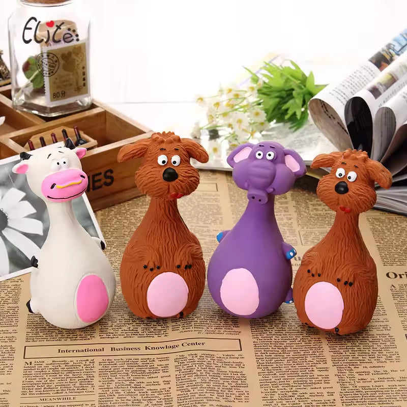 4 pcs Cute Latex Dog Chew Toys with Sound – Interactive Puppy Teething & Dental Health.