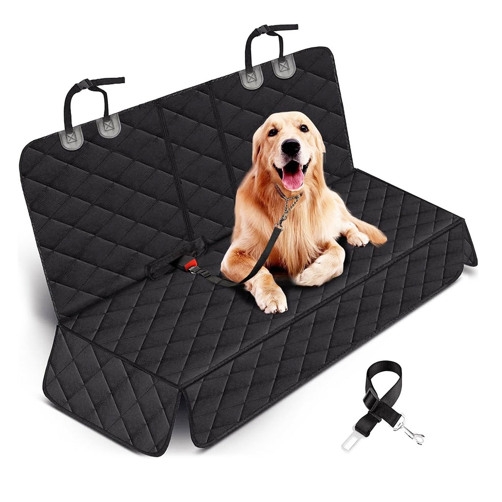 Premium Waterproof Dog Car Seat Cover – Scratch Resistant Back Seat Protector with Safety Belt for SUV & Truck.